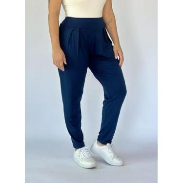 Imagem de Calça Saruel Feminina Tribo Livre em Viscolycra, Azul marinho, M