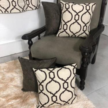 Imagem de Combo Cortina Sala Estampada 2,00x1,70m + 4 Almofadas Cheias - Angel D