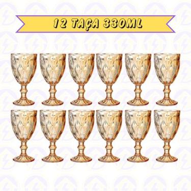 Imagem de 12 Taça Diamante de Vidro Ambar Metalizada 330ML Eventos - Class Home,