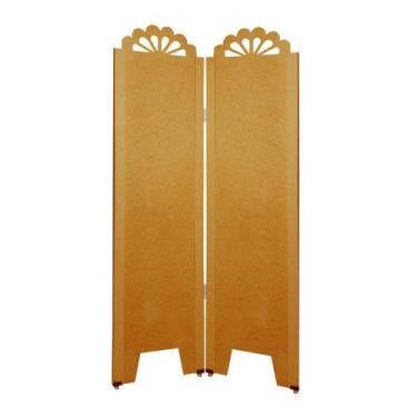 Imagem de Biombo Liso com Detalhes 2 Folhas c/ 04 Pezinhos - ComercialMasul