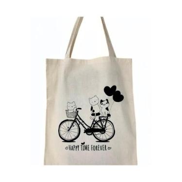 Imagem de Bolsa Ecobag  100% algodão Estampa HAPPY TIME FOREVER - CARIOCA MAIS