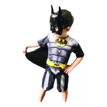 Imagem de Fantasia Curta Com Enchimento Batman C/máscara - Compra Certa, M 3 A 4