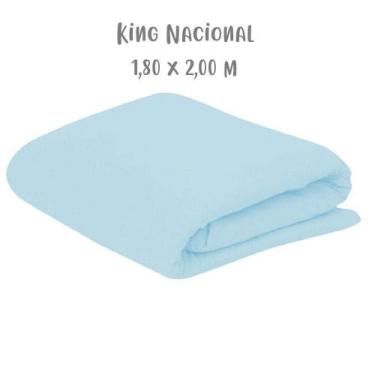 Imagem de Lençol de Elástico Avulso King Nacional 1,80 x 2,00m Azul Arrumadinho 