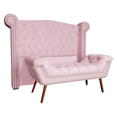 Imagem de Conjunto Cabeceira E Recamier Para Cama Box Casal King - Suede - Sv De