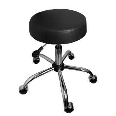 Imagem de Cadeira Mocho Banqueta Preto Base Cromada - ULTRA Móveis