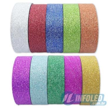 Imagem de Rolo Fita Glitter 1,4cm 3MT Washi Tape AG0029 - Unidade, Roxo