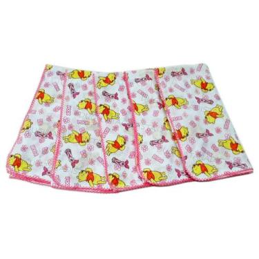 Imagem de Fralda De Pano Bebê Do Pooh 70x70cm com Crochê - Dugu, Rosa