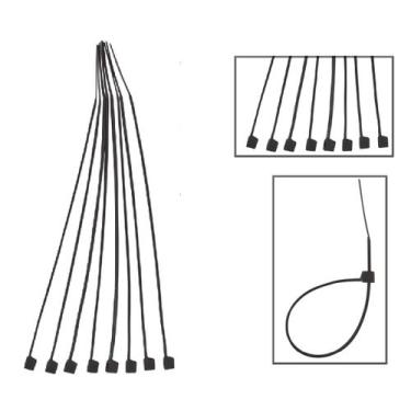 Imagem de Abraçadeira Nylon 2,5x150mm C/100 Pcs Fios Cabos - EDA, Preto