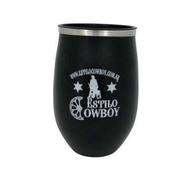 Imagem de Copo cuia de tereré grow redondo de alumínio parede dupla 300ml com ta