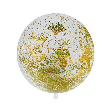 Imagem de Balão Bubble Transparente com Confete Hexagonal Dourado - 11" 26cm - 1