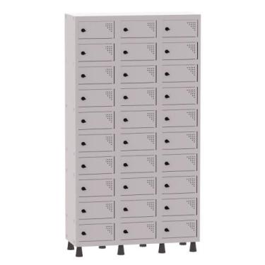 Imagem de Armário Porta Objetos de Aço 3 Vãos 30 Portas Pitão Pandin 1,90 m Cinz