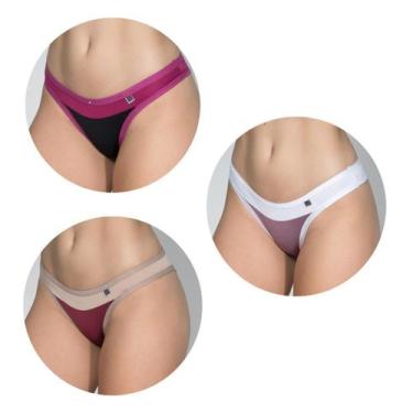 Imagem de Kit 5 Calcinhas Microfibra em Viés Tanga Lingerie Conforto - Bella Fio