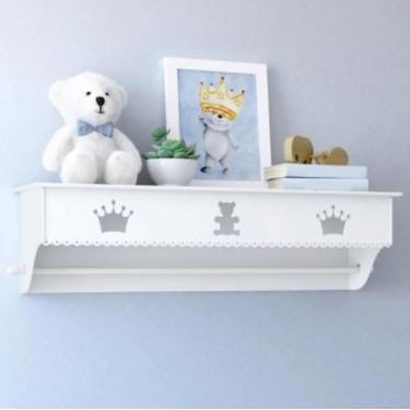 Imagem de Prateleira urso realeza com varão em mdf - era uma vez baby, Branco