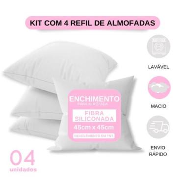 Imagem de Enchimento Almofada Refil 45x45 Silicone Kit Com 4 Unidades - Jbaby En