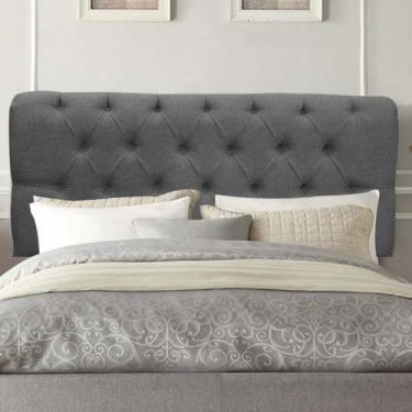 Imagem de Painel Estofada Paris 195cm King Size Para Cama Box Quarto Linho Cinza