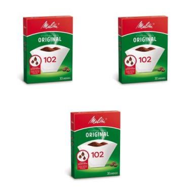 Imagem de Kit 3 Filtros de Papel Melitta 102 com 30 unidades