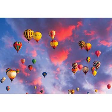 Imagem de OERJU 6 x 3 m colorido cenário de balão de ar quente romântico pôr do sol céu brilhante verão paisagem natural fundo infantil faixa de festa de aniversário retrato foto vinil material de estúdio papel