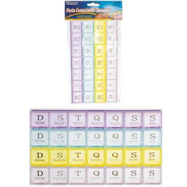 Imagem de Porta comprimido retangular semanal com 28 compartimentos - WESTERN