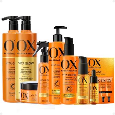Imagem de Kit Ox Mari Maria Hair Vita Glow: Shampoo, Condicionador, Máscara, Ampola, Sérum, Leave-In, Defrizante, Óleo e Tônico