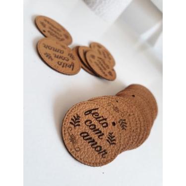 Imagem de Kit com 50 Etiquetas em material sintético - 3 cm - Feito com Amor  Lo