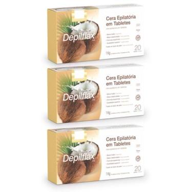 Imagem de Depilflax Kit 3 Caixas Cera Quente Depilatória Espanhola 1Kg Coco