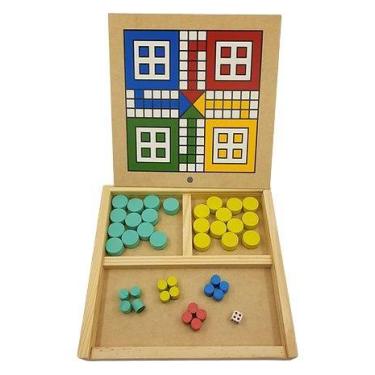 Imagem de Jogo infantil Dama Ludo 4 cores madeira - Shoppingnet