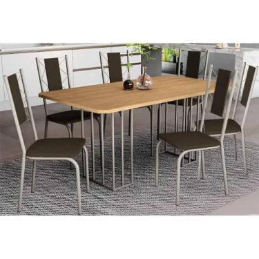 Imagem de Sala de Jantar Completa Duina c/ Tampo de Madeira 160cm e 6 Cadeiras L