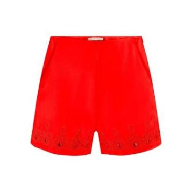 Imagem de Shorts Alfaiataria Cintura Alta com Bordado Barra-Feminino