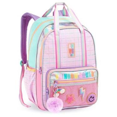 Imagem de Mochila Costas Feminina Rainbow Love Just Escolar Juvenil Pompom Denlex-Feminino