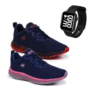 Imagem de Kit 2 Pares de Tênis Ascension Ghost 2 + Relogio Quadrado-Unissex