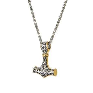 Imagem de Colar masculino de aço inoxidável com pingente de martelo Thor Mjolnir nórdico escandinavo viking para namorado, pai, marido, corrente de 61 cm, Aço inoxidável, Sem Pedra Preciosa