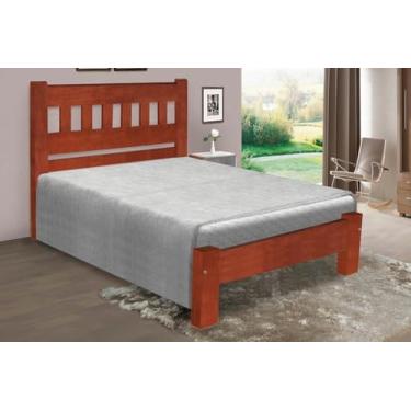 Imagem de Cama Queen Size Marrocos de Madeira Maciça Angelim Pedra/Tauari - Cor Mel