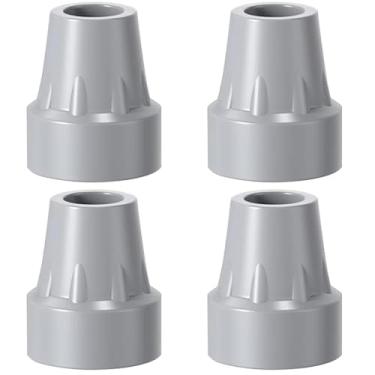 Imagem de Pontas de muleta, pacote com 4 tampas de substituição para pés de muleta de 7/8 polegadas, acessórios de borracha resistentes, pontas de bengala, cinza