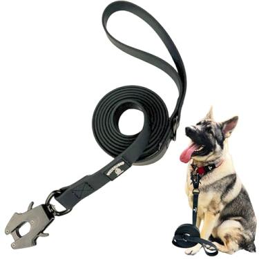 Imagem de Coleira resistente à prova d'água para cães – fecho de liberação rápida de sapo de tesoura grande, guia de treinamento de nylon revestido de borracha de PVC para cães grandes e GG, sem odor, durável