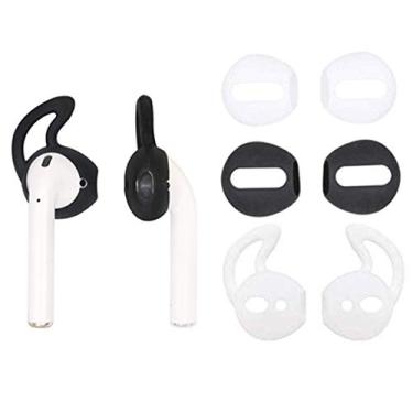 Imagem de Capa de fone de ouvido ALXCD para Airpod, 2 pares [encaixe na capa] capas de fones de ouvido ultrafinas e 2 pares [antiderrapante] pontas de silicone para fones de ouvido Airpod (4T+4S), Black/White, small