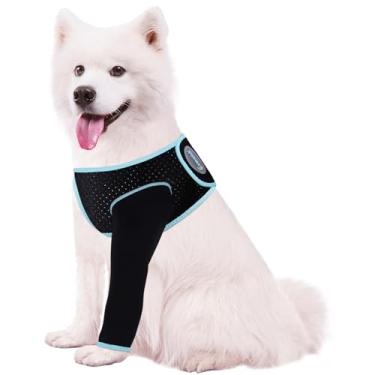 Imagem de Comwish Manga de recuperação para cães, proteção frontal da perna após cirurgia, manga de perna de cachorro para parar de lamber, morder e manter seco, lavável na máquina, impermeável, resistente à