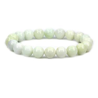 Imagem de Keleny Pulseira feminina elástica Fashion Crystal Man 10 mm contas redondas Rock Jasper 17 cm unissex 7 inch Amarelo