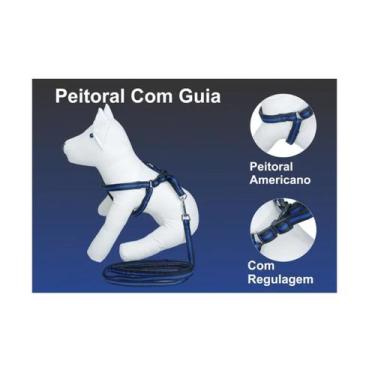 Imagem de Peitoral Americano com Guia - Azul - Bicho pet