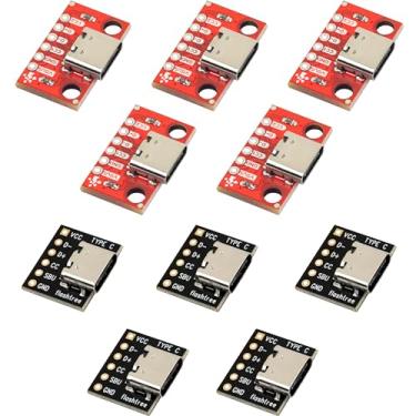 Imagem de naughtystarts 10 peças USB tipo C placa breakout serial básico breakout conector fêmea 2CC SBU 6 pinos 2,54 mm / 0,1" placa conversor PCB (2CC 5 peças + CC/SBU 5 peças)