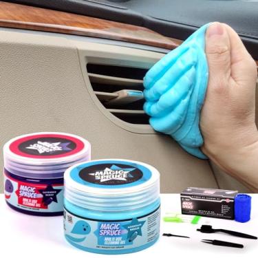 Imagem de ToysButty Kit de limpeza para carros Suprimentos de gel para limpeza do interior do carro, 2 tubos de Slime Cleaner, 4 escovas antiestáticas para o interior