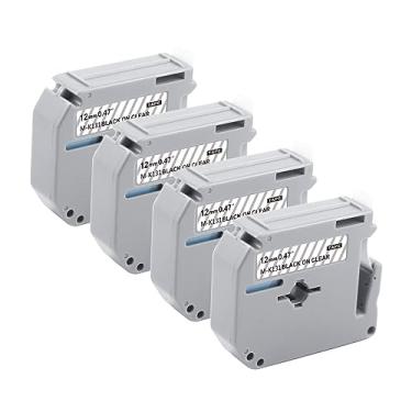 Imagem de BOYEEZON Fita de etiqueta de substituição compatível com Brother M Tape Clear M131 MK131 M-K131 0,47 polegadas 12 mm para rotulador Brother P Touch PT-M95 PT-90 PT-45 PT45m PT-65 PT-70BM, preto sobre transparente, pacote com 4