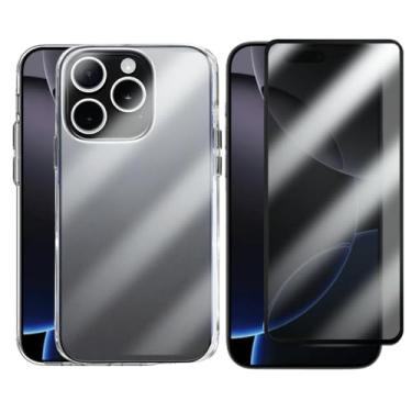 Imagem de Kit Proteção iPhone 16 Pro Max, Capinha Transparente Space + Película 3D Privacidade Anti Espião