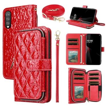 Imagem de Furiet Argyle Capa carteira para LG Velvet 5G/LGVelvet Verizon G5 UW T-Mobile 2020 com tiracolo/alça de pulso PU suporte de couro PU bolsa com zíper capa de celular à prova de choque para LM G900UM 4G
