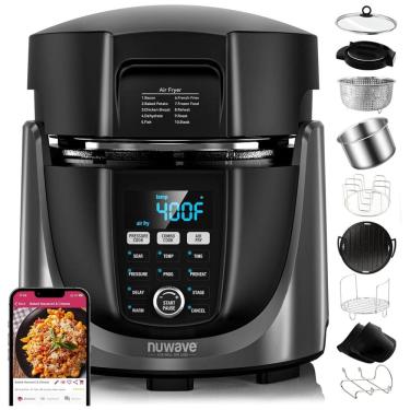 Imagem de Fritadeira Elétrica Air Fryer e Panela de Pressão 540 em 1, 5,6L com 3 Tampas Removíveis, Tecnologia de Segurança Sure-Lock e 10