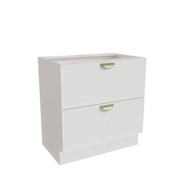 Imagem de Balcão 2 Gavetões 80cm sem Tampo Arizona Cabecasa Madeiramadeira Branco/Champanhe