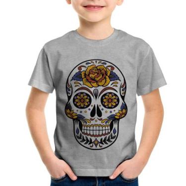 Imagem de Camiseta Infantil Caveira Mexicana - Foca na Moda, Cinza, 12