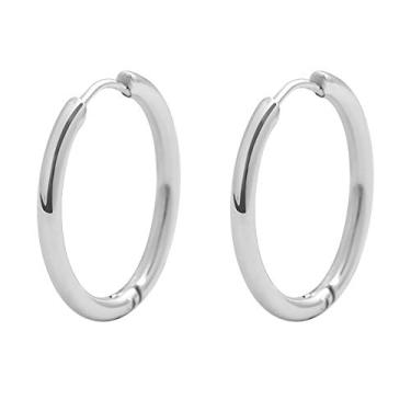 Imagem de Brincos de argola de aço inoxidável Wowmen infinito pequeno arredondado da Edforce