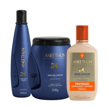 Imagem de Kit Aneethun Linha A  Shampoo 300ml + Mascara 500g + Creme de Silicone