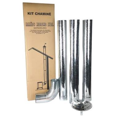 Imagem de Kit Chaminé Em Aço Galvanizado Com 3 Canos 115mm Para Casa Fogão a Len