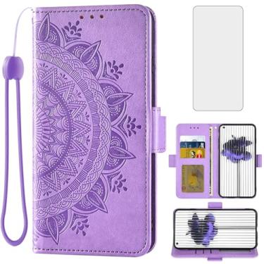 Imagem de Asuwish Capa para celular Nothing Phone 1 One Wallet Cover Protetor de tela de vidro temperado porta-cartão de crédito flip bolsa alça de pulso suporte fólio cordão slot acessórios para celular